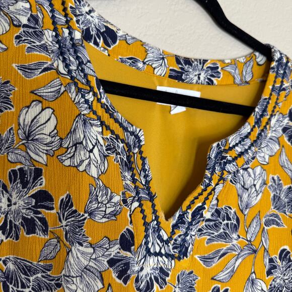 Magnolia Grace Top Women XL Yellow Floral V-Neck Boho Cottage Prairie Peasant - Picture 8 of 12